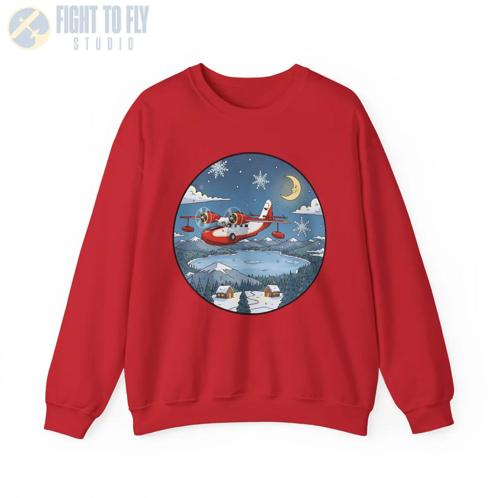 Grumman Goose with Santa at the Controls – Holiday Sweater - Sweatshirt - Pilot gifts - WWII warbird t-shirt