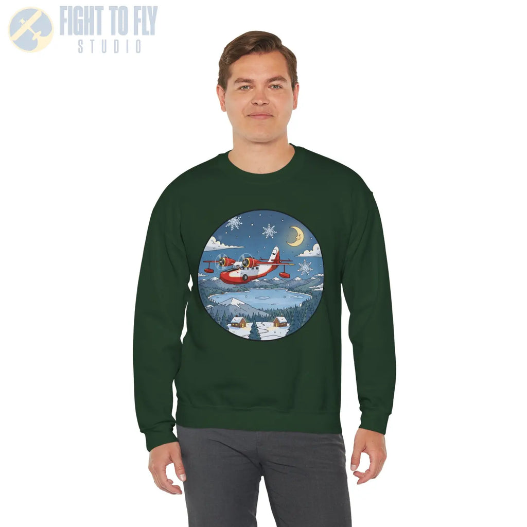 Grumman Goose with Santa at the Controls – Holiday Sweater - Sweatshirt - Pilot gifts - WWII warbird t-shirt
