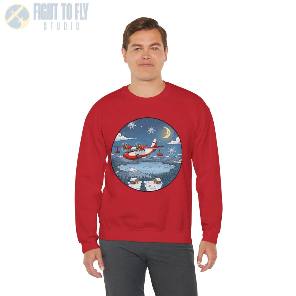 Grumman Goose with Santa at the Controls – Holiday Sweater - Sweatshirt - Pilot gifts - WWII warbird t-shirt