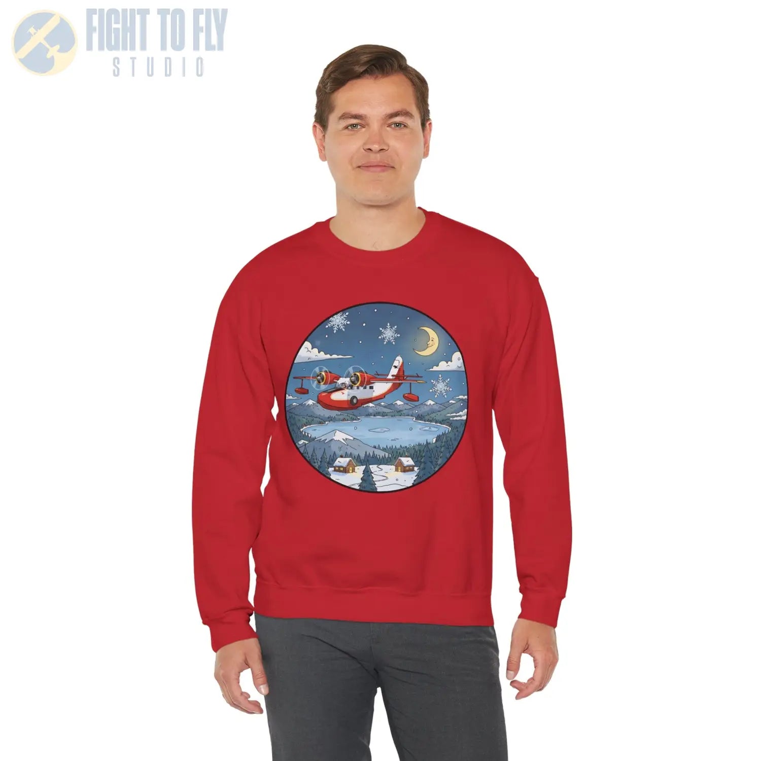 Grumman Goose with Santa at the Controls – Holiday Sweater - Sweatshirt - Pilot gifts - WWII warbird t-shirt