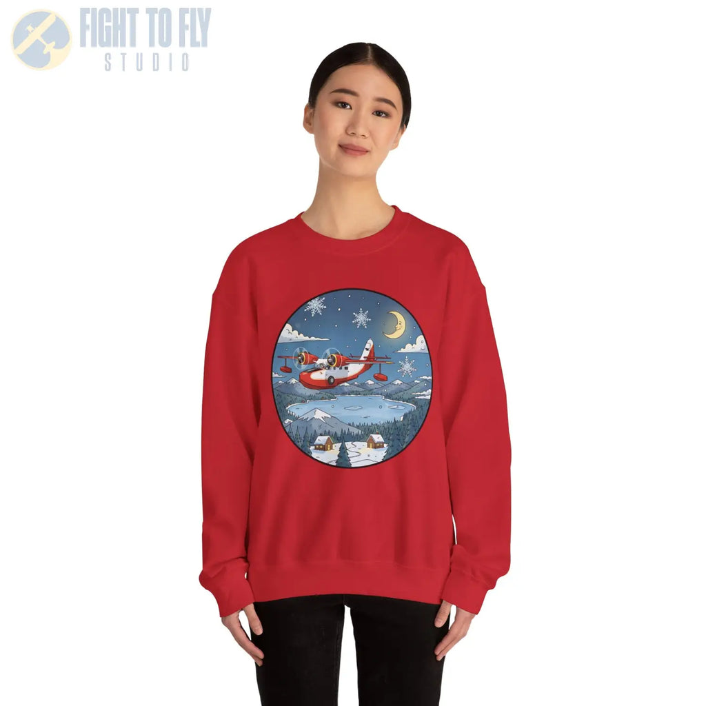 Grumman Goose with Santa at the Controls – Holiday Sweater - Sweatshirt - Pilot gifts - WWII warbird t-shirt