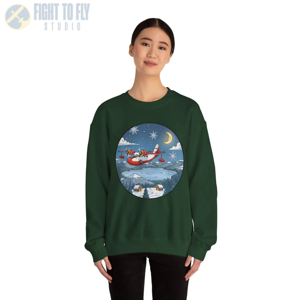 Grumman Goose with Santa at the Controls – Holiday Sweater - Sweatshirt - Pilot gifts - WWII warbird t-shirt