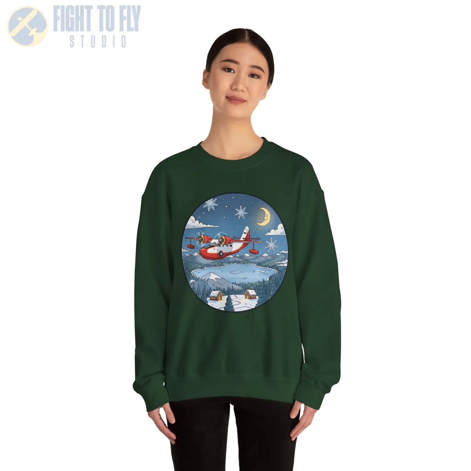 Grumman Goose with Santa at the Controls – Holiday Sweater - Sweatshirt - Pilot gifts - WWII warbird t-shirt