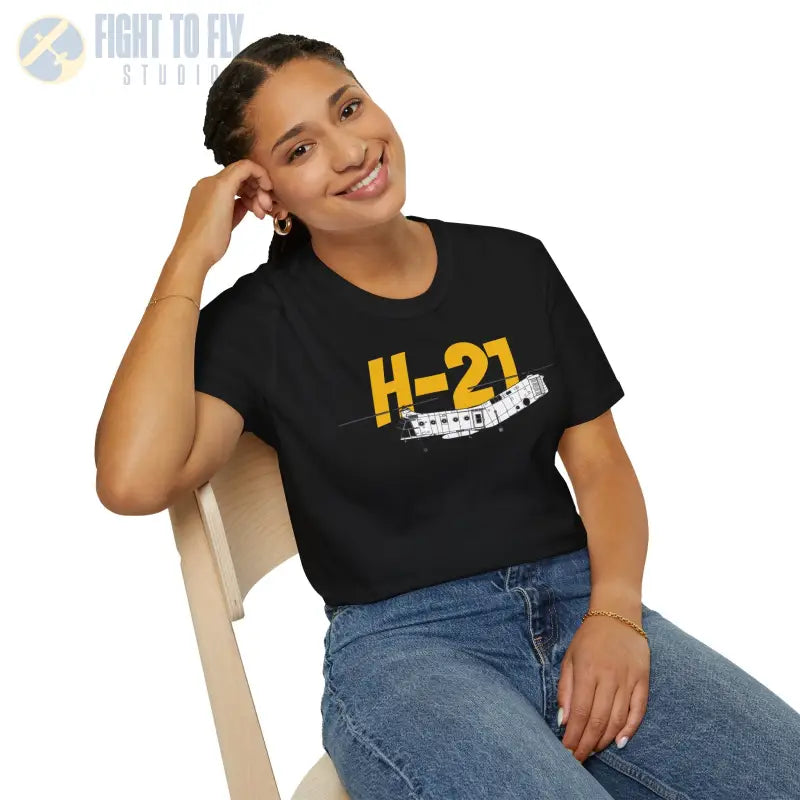 H-21 Side Profile T-Shirt – Flying Banana Helicopter Tee - Pilot gifts - WWII warbird t-shirt