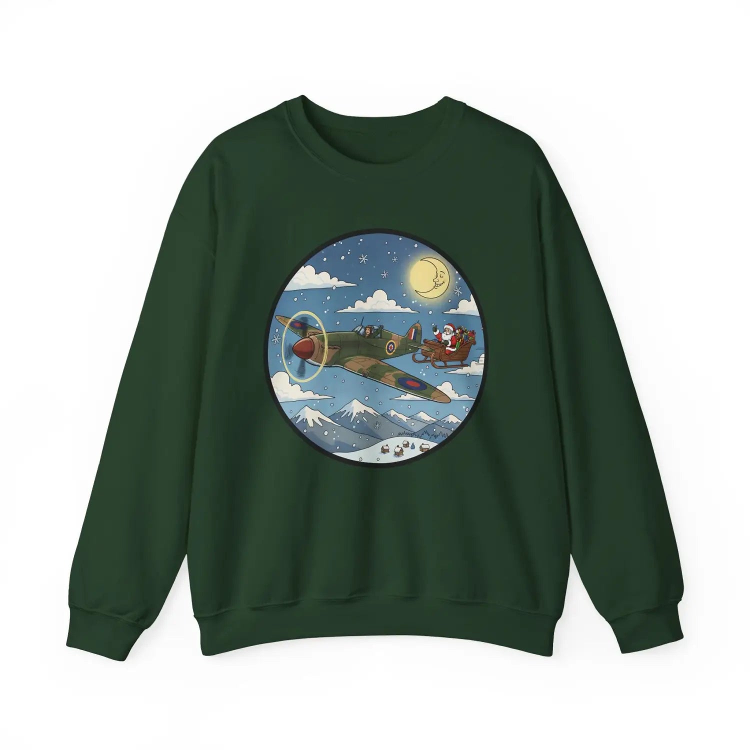 Hawker Hurricane Pulling Santa’s Sleigh – Holiday Sweater - Sweatshirt - Pilot gifts - WWII warbird t-shirt