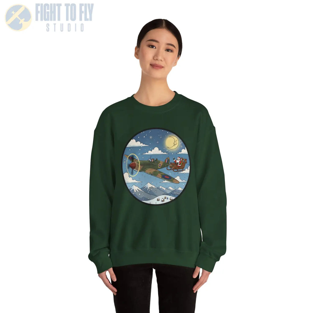 Hawker Hurricane Pulling Santa’s Sleigh – Holiday Sweater - Sweatshirt - Pilot gifts - WWII warbird t-shirt