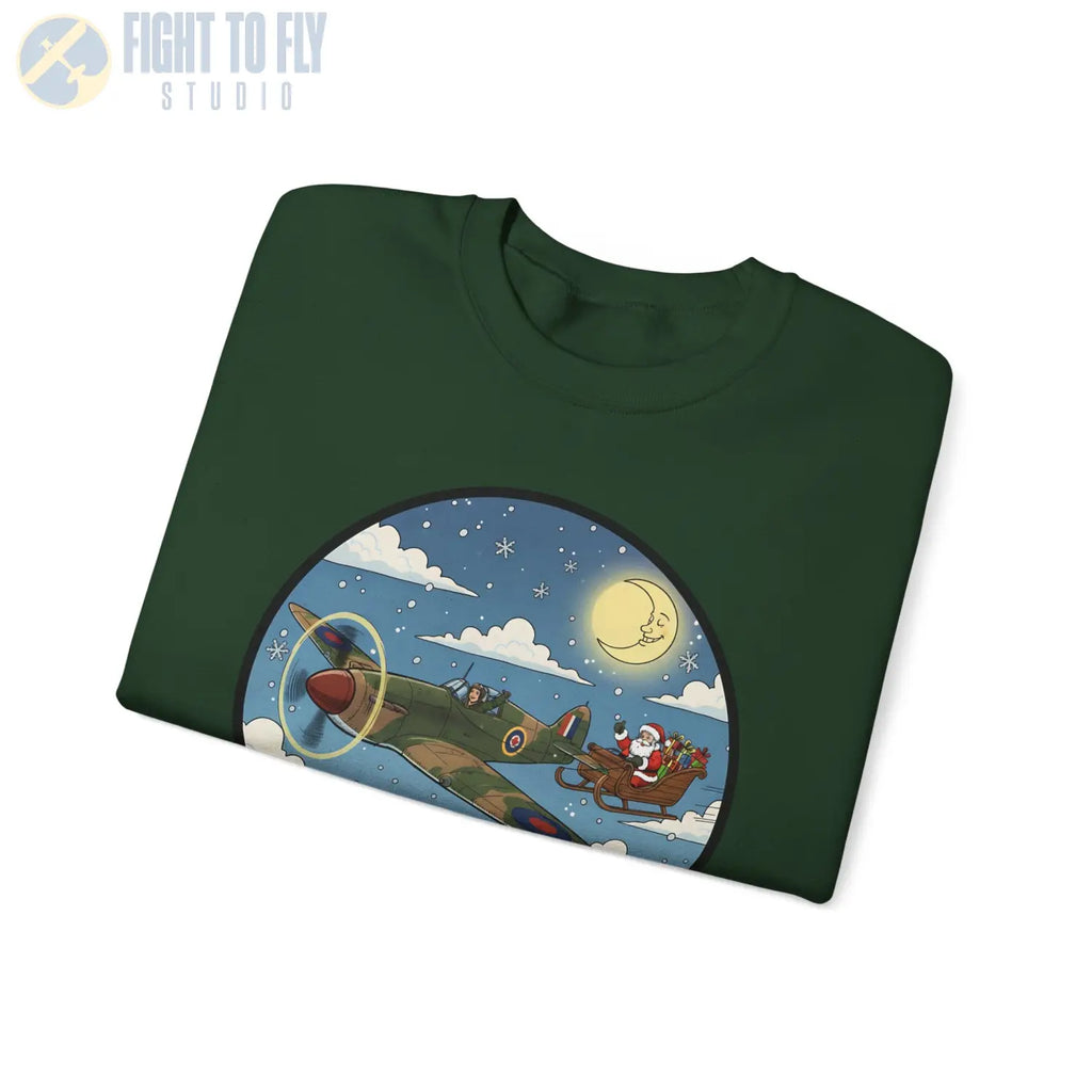 Hawker Hurricane Pulling Santa’s Sleigh – Holiday Sweater - Sweatshirt - Pilot gifts - WWII warbird t-shirt