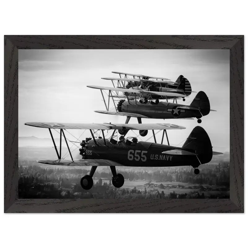 Heritage in Formation: Stearman Biplanes Monochrome - Print Material - Gifts for pilots - Aviation apparel