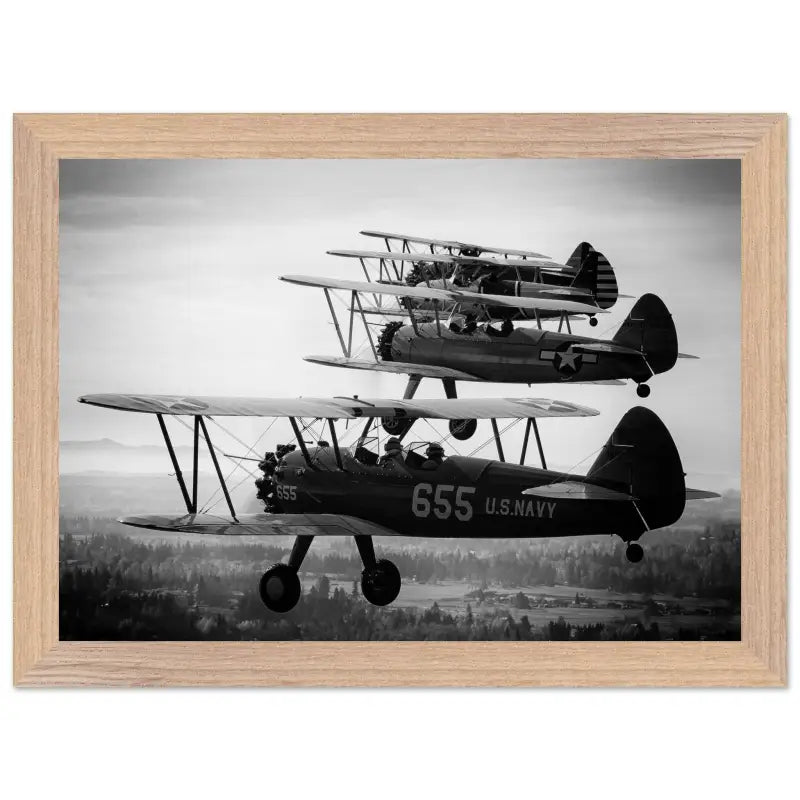 Heritage in Formation: Stearman Biplanes Monochrome - Print Material - Gifts for pilots - Aviation apparel