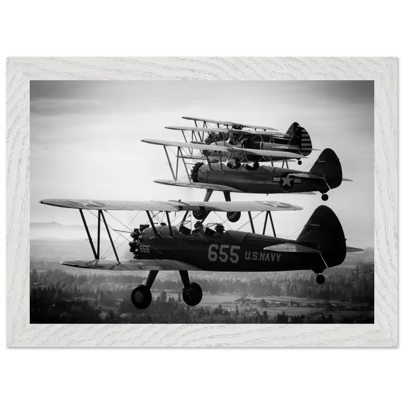 Heritage in Formation: Stearman Biplanes Monochrome - Print Material - Gifts for pilots - Aviation apparel