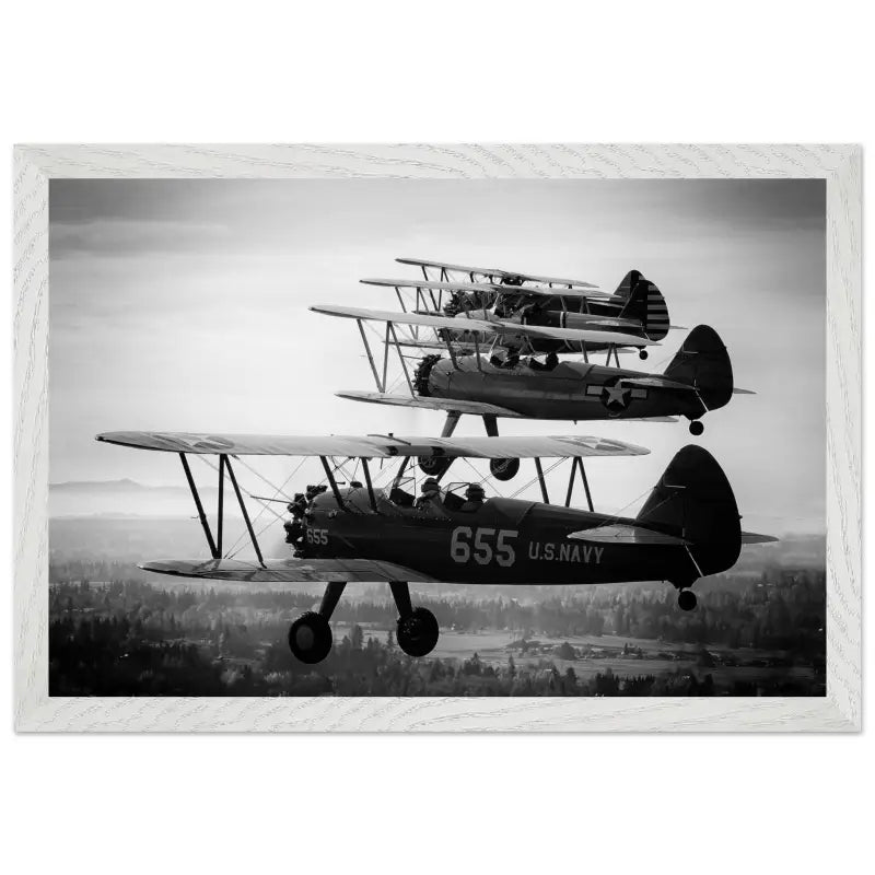 Heritage in Formation: Stearman Biplanes Monochrome - Print Material - Gifts for pilots - Aviation apparel