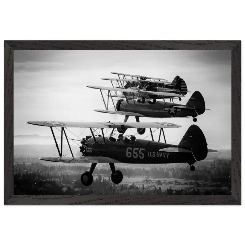 Heritage in Formation: Stearman Biplanes Monochrome - Print Material - Gifts for pilots - Aviation apparel