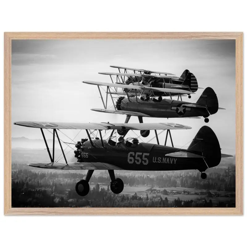 Heritage in Formation: Stearman Biplanes Monochrome - Print Material - Gifts for pilots - Aviation apparel