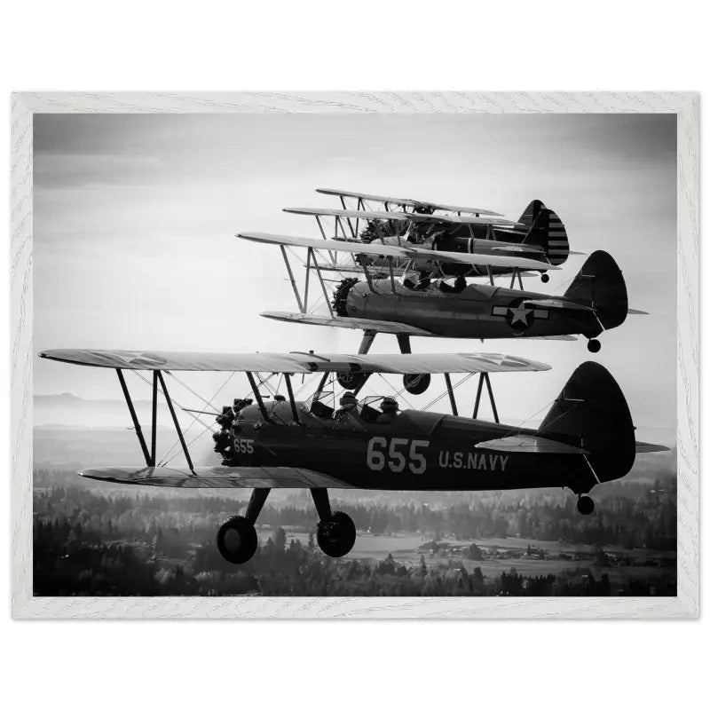 Heritage in Formation: Stearman Biplanes Monochrome - Print Material - Gifts for pilots - Aviation apparel