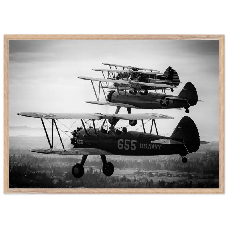 Heritage in Formation: Stearman Biplanes Monochrome - Print Material - Gifts for pilots - Aviation apparel