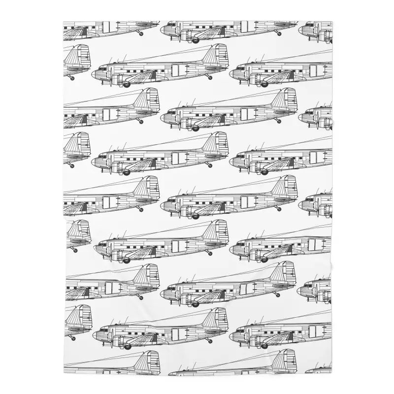 Heritage Wings Baby Blanket – C-47 Skytrain Line Art - Home Decor - Pilot gifts - WWII warbird t-shirt