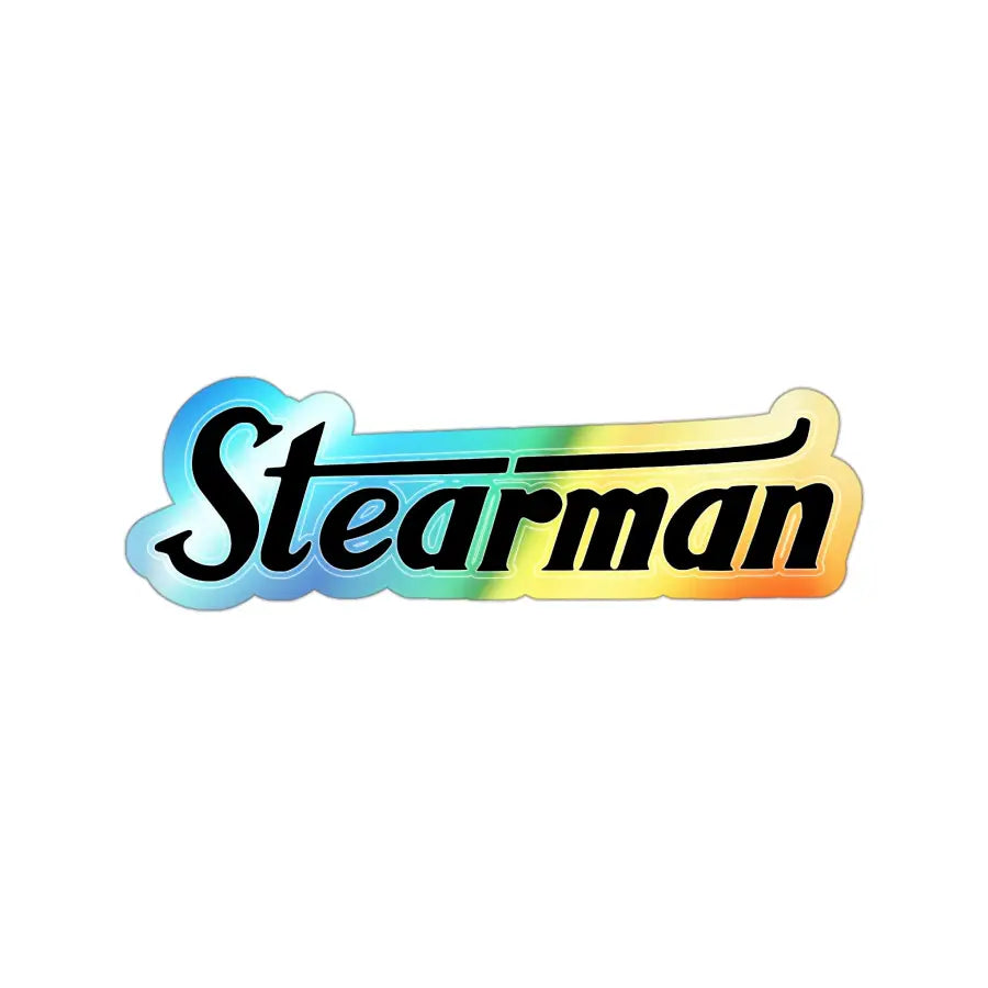Holographic Die-Cut Stickers - Stearman Design for Skateboards & Decor - Paper products - Gifts pilots - Aviation