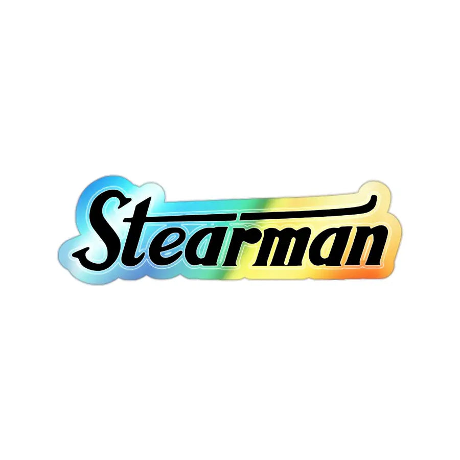 Holographic Die-Cut Stickers - Stearman Design for Skateboards & Decor - Paper products - Gifts pilots - Aviation
