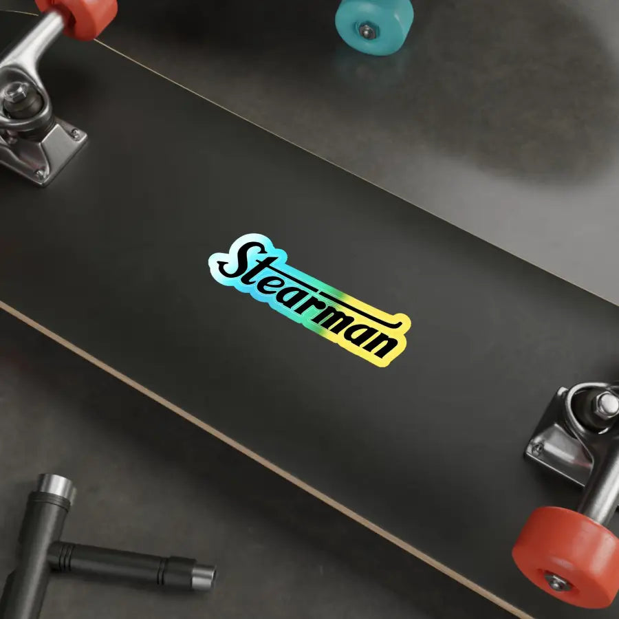 Holographic Die-Cut Stickers - Stearman Design for Skateboards & Decor - Paper products - Gifts pilots - Aviation