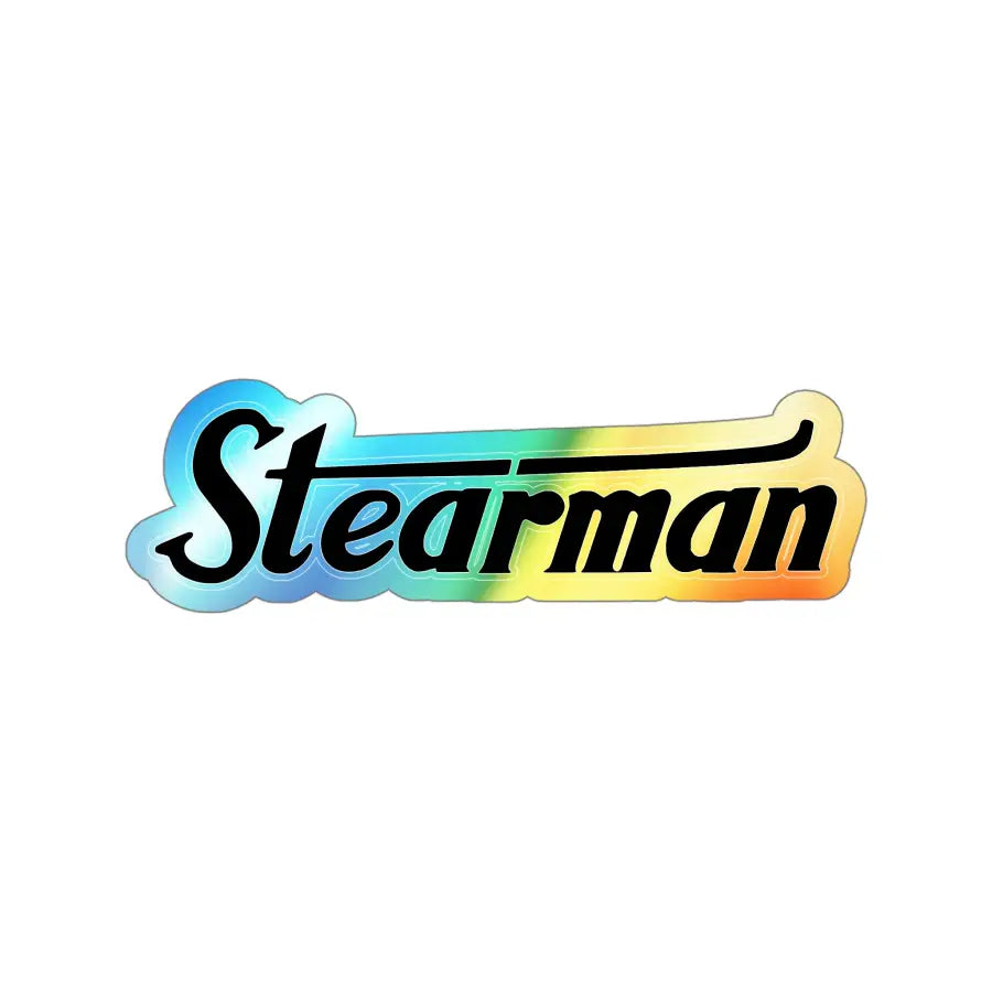 Holographic Die-Cut Stickers - Stearman Design for Skateboards & Decor - Paper products - Gifts pilots - Aviation