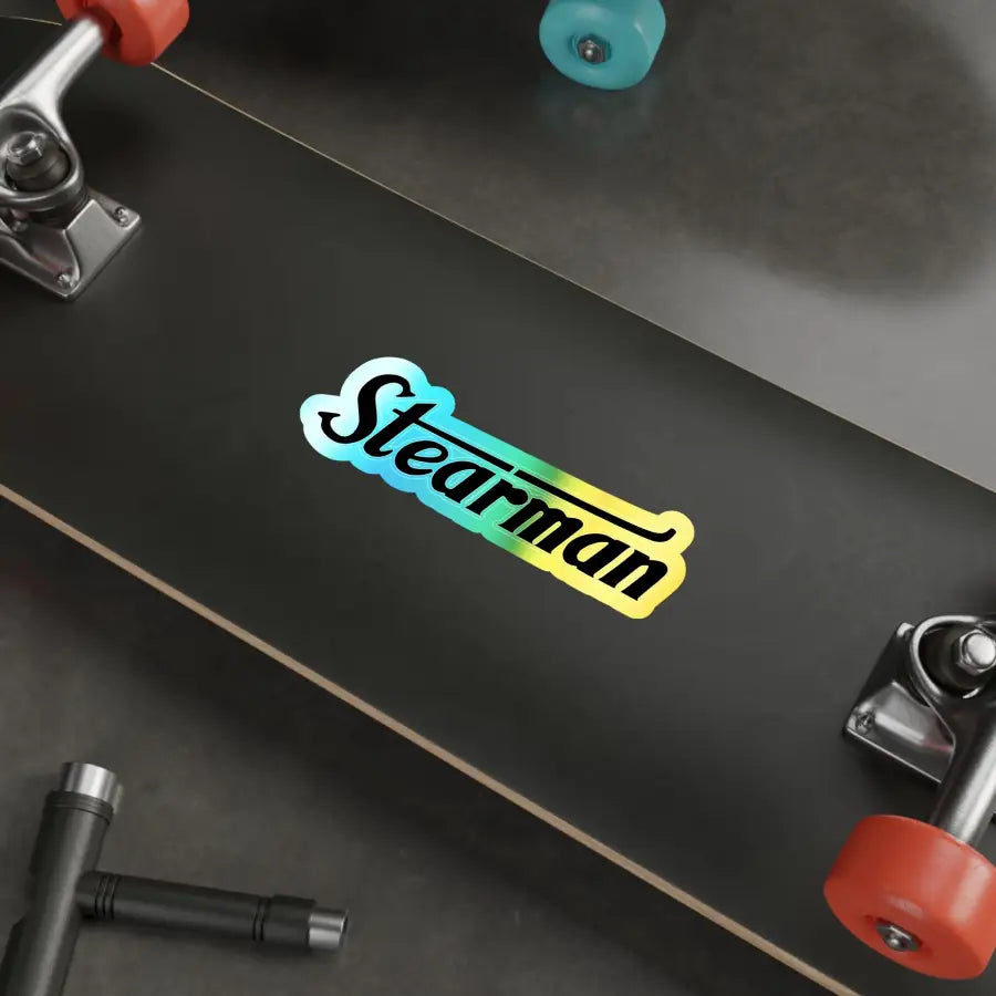 Holographic Die-Cut Stickers - Stearman Design for Skateboards & Decor - Paper products - Gifts pilots - Aviation