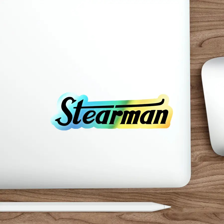 Holographic Die-Cut Stickers - Stearman Design for Skateboards & Decor - Paper products - Gifts pilots - Aviation