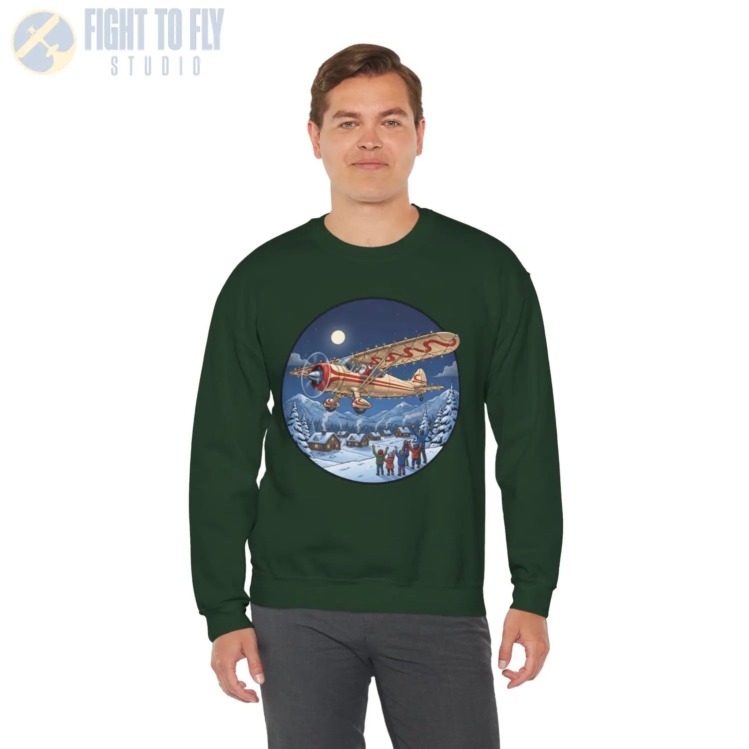 Howard DGA-15 with Santa at the Controls – Holiday Sweater - Sweatshirt - Pilot gifts - WWII warbird t-shirt