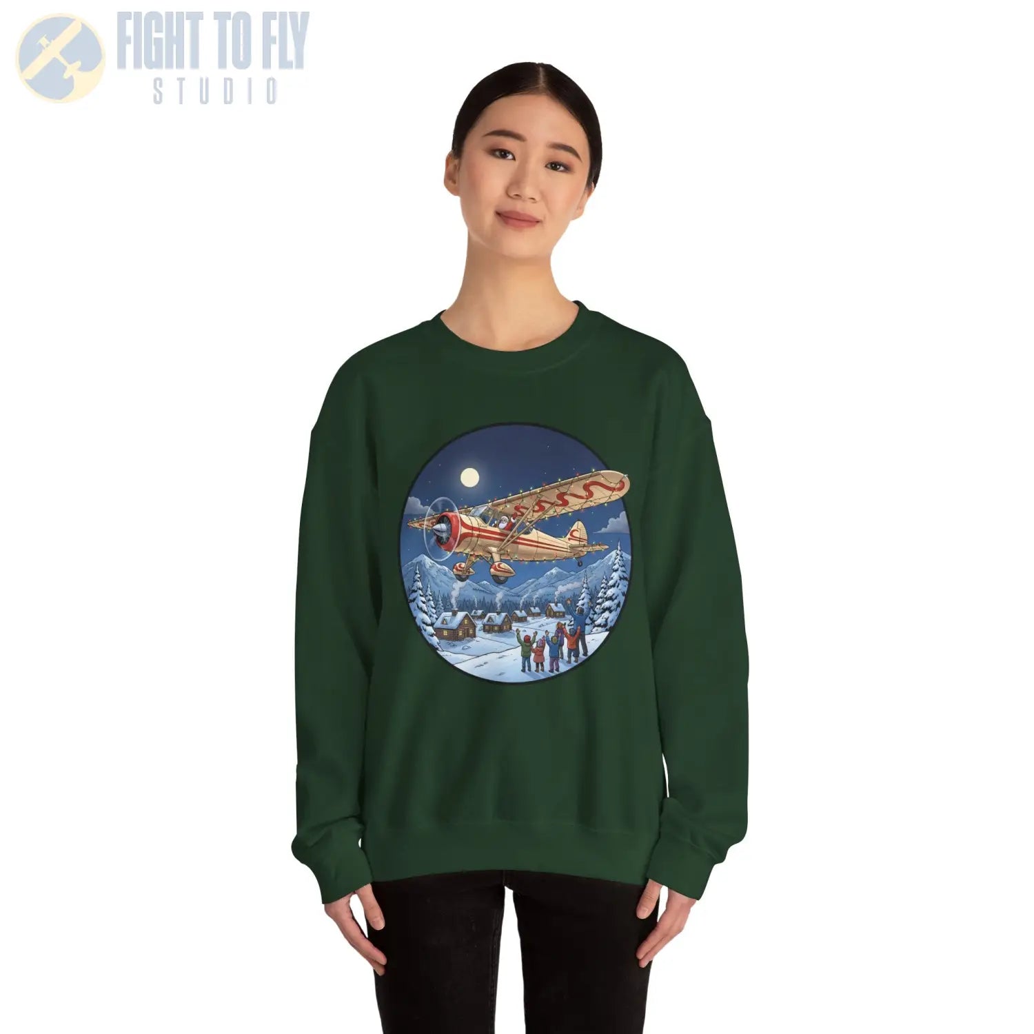 Howard DGA-15 with Santa at the Controls – Holiday Sweater - Sweatshirt - Pilot gifts - WWII warbird t-shirt