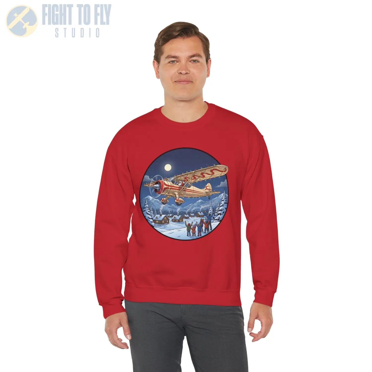 Howard DGA-15 with Santa at the Controls – Holiday Sweater - Sweatshirt - Pilot gifts - WWII warbird t-shirt