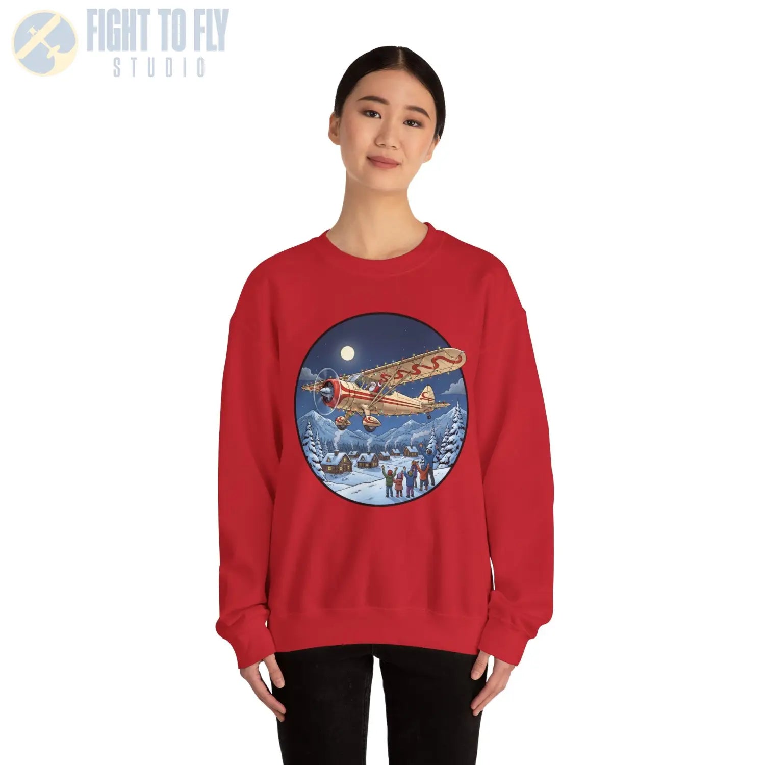 Howard DGA-15 with Santa at the Controls – Holiday Sweater - Sweatshirt - Pilot gifts - WWII warbird t-shirt