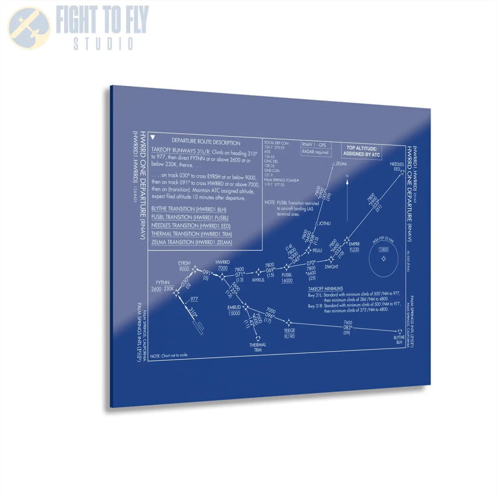Howard One Departure – Palm Springs International Airport (PSP) Procedure Plate Print | Requested Aviation Wall Art