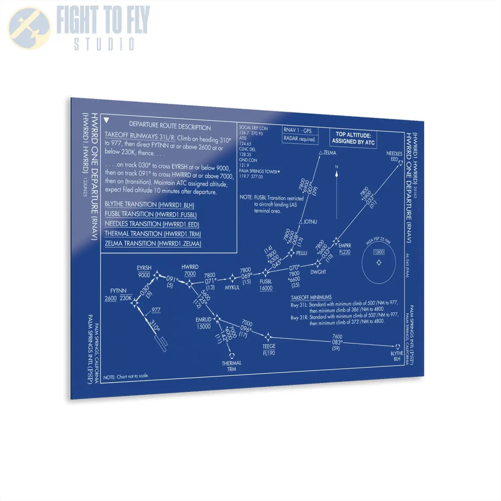 Howard One Departure – Palm Springs International Airport (PSP) Procedure Plate Print | Requested Aviation Wall Art