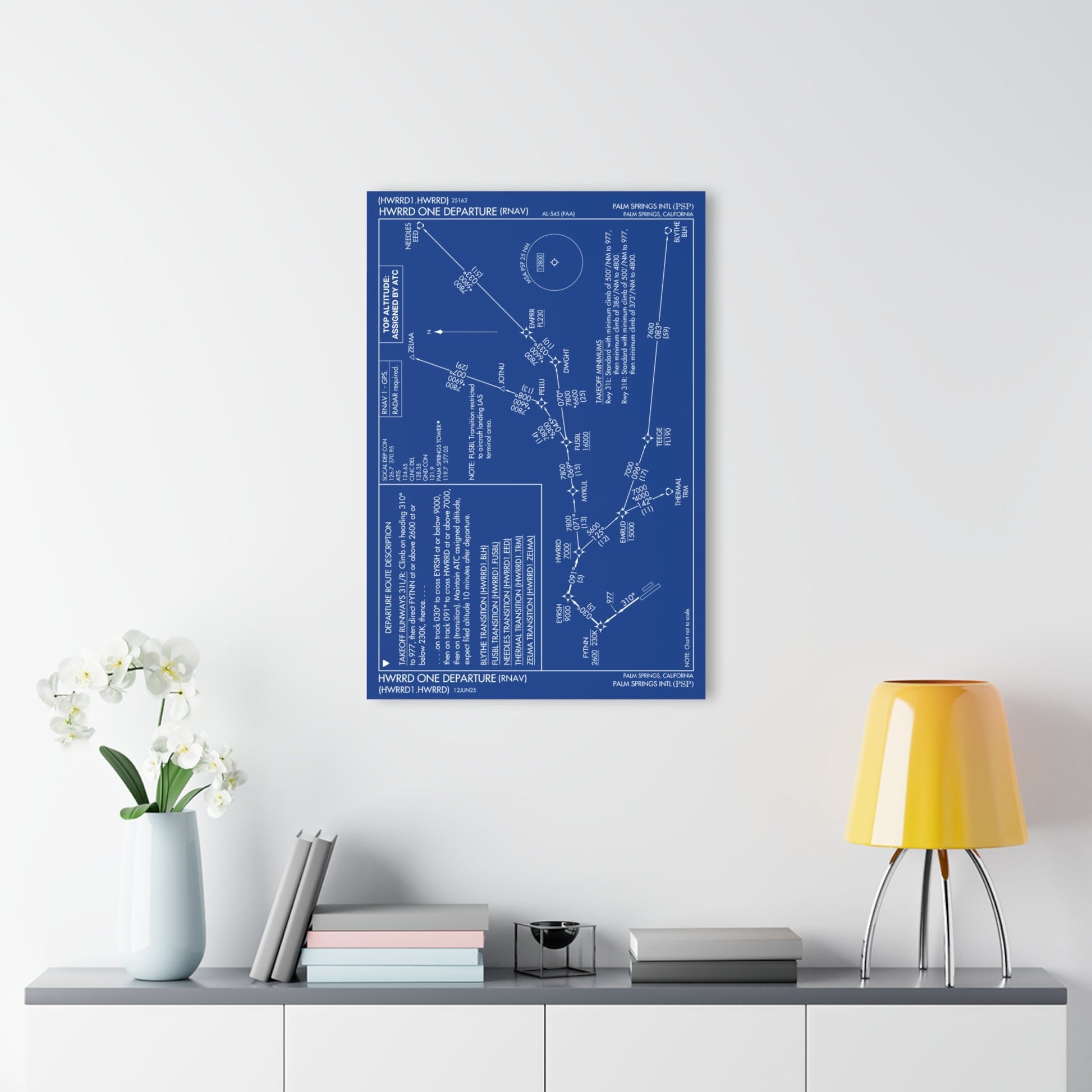 Howard One Departure – Palm Springs International Airport (PSP) Procedure Plate Print | Requested Aviation Wall Art