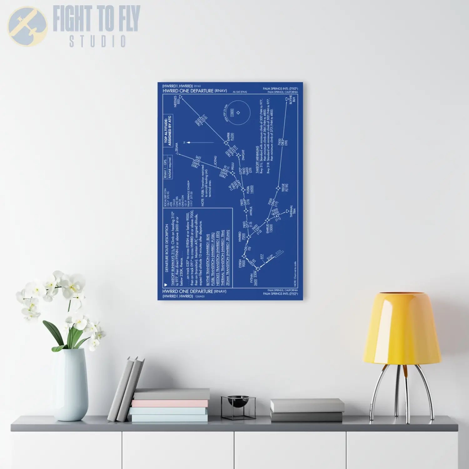 Howard One Departure – Palm Springs International Airport (PSP) Procedure Plate Print | Requested Aviation Wall Art