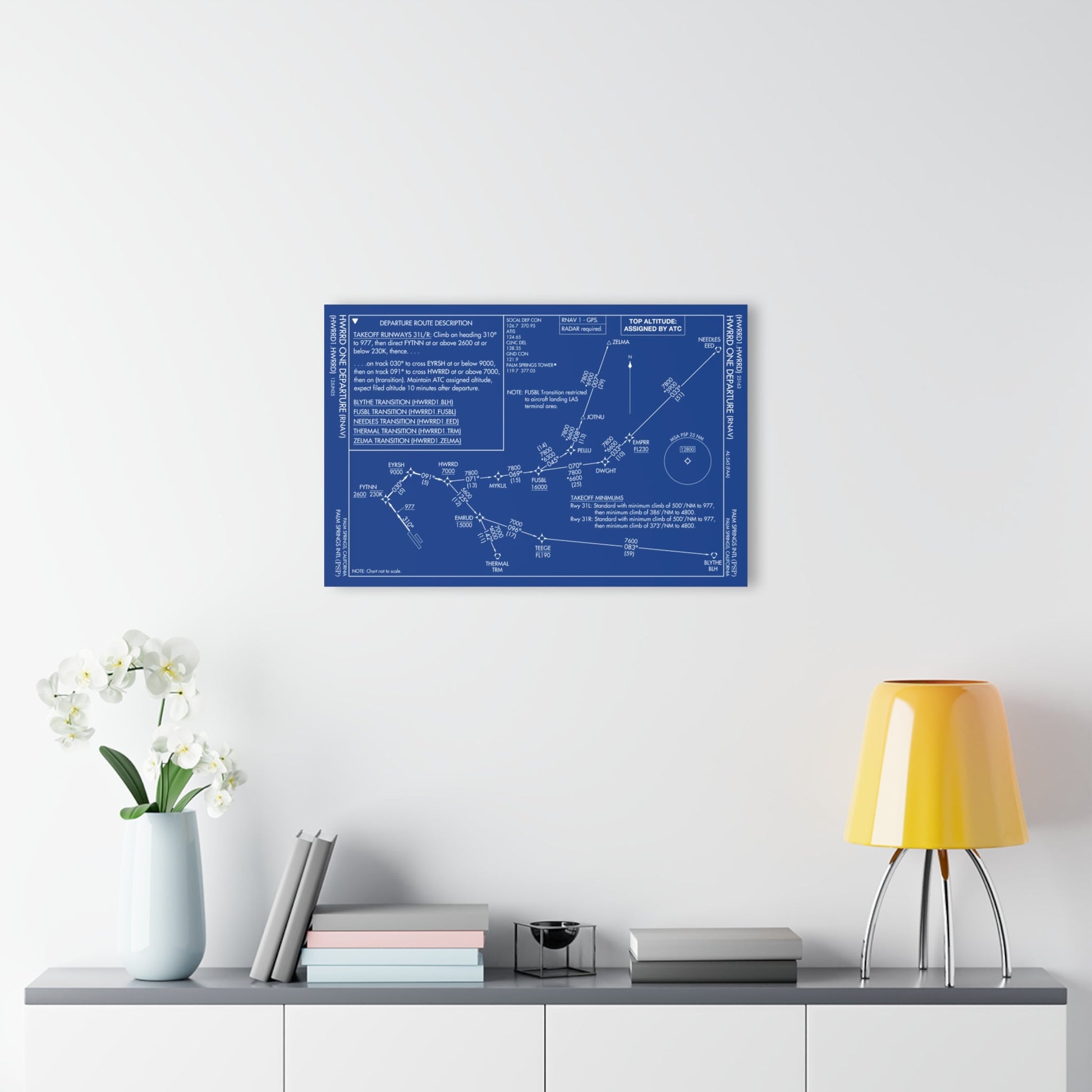 Howard One Departure – Palm Springs International Airport (PSP) Procedure Plate Print | Requested Aviation Wall Art