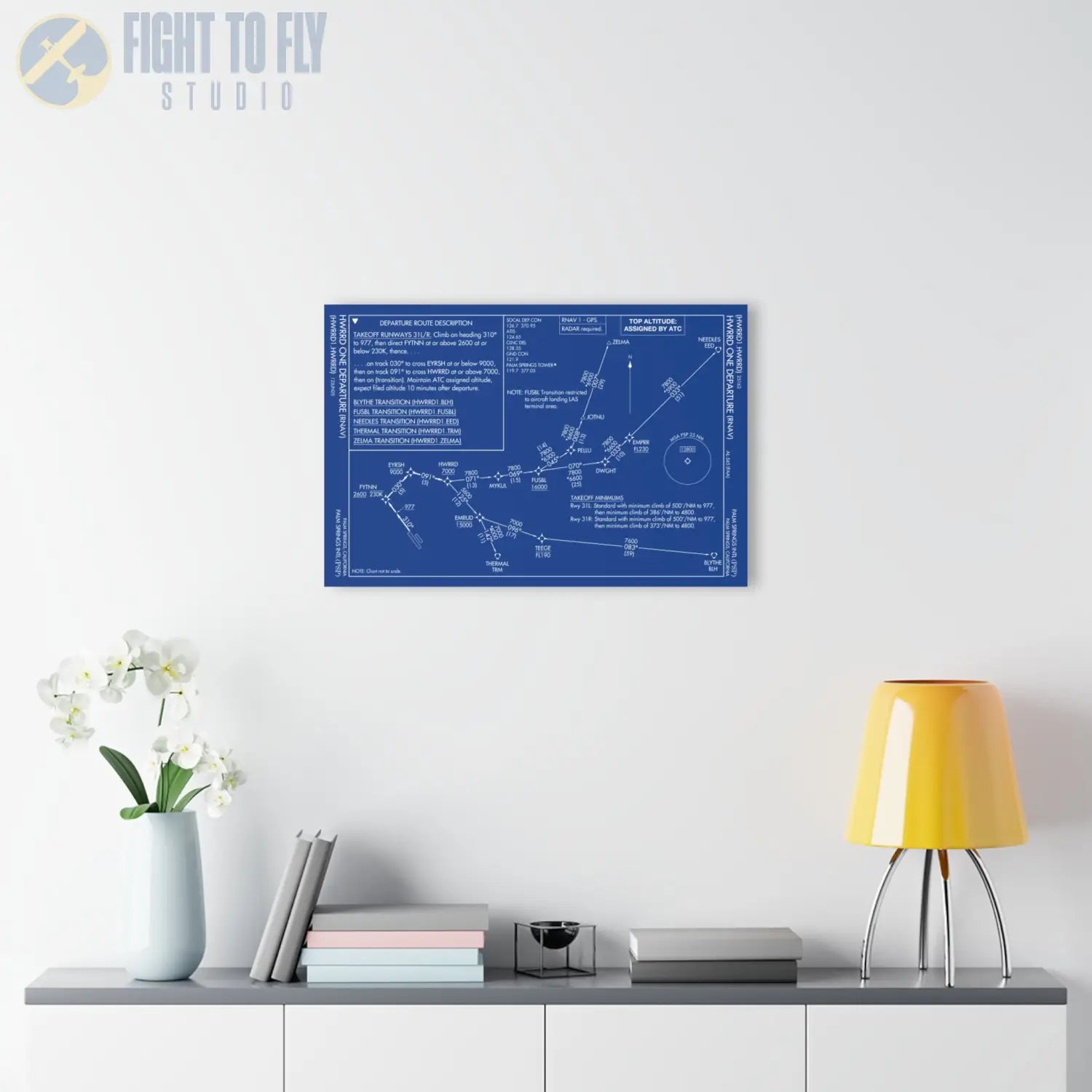 Howard One Departure – Palm Springs International Airport (PSP) Procedure Plate Print | Requested Aviation Wall Art