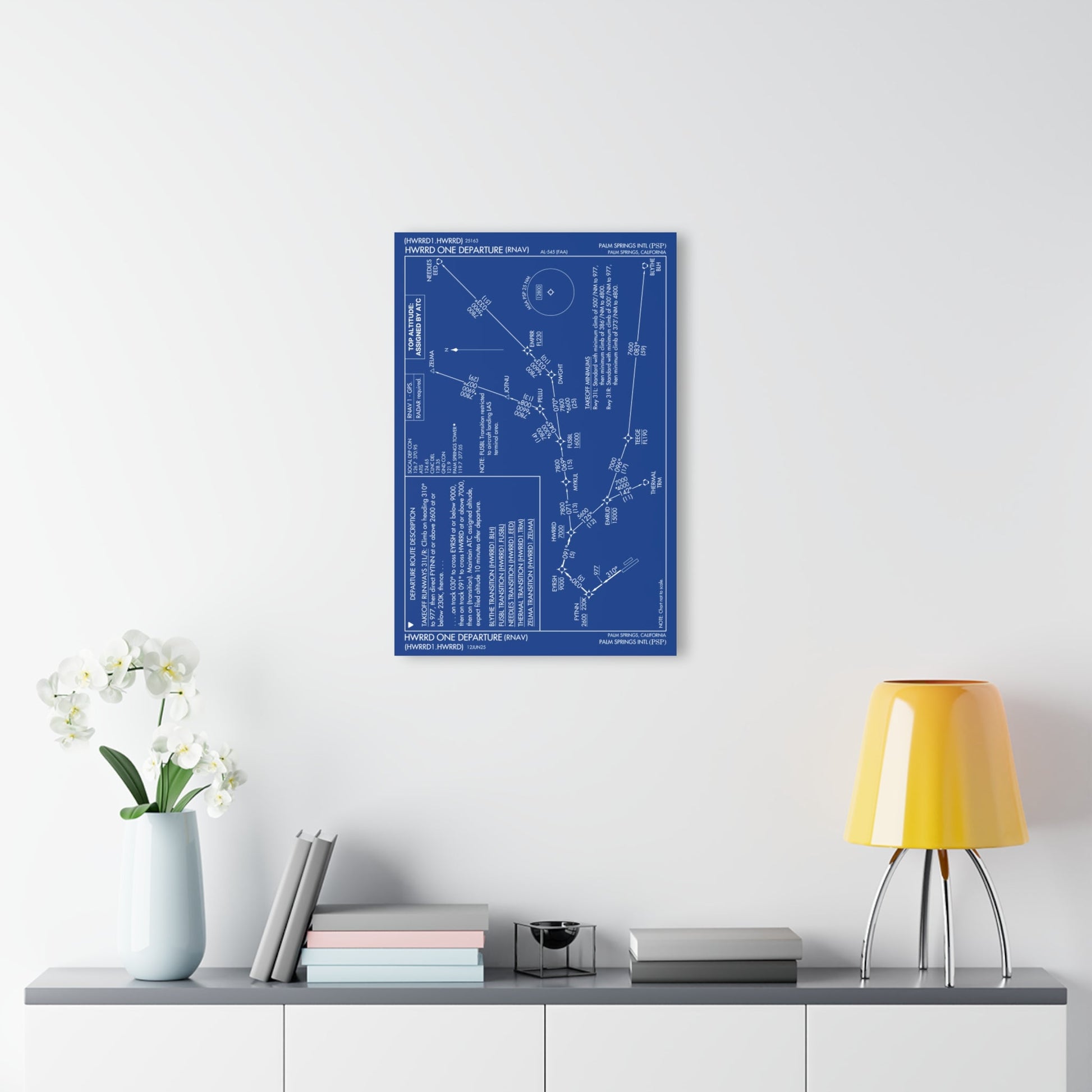 Howard One Departure – Palm Springs International Airport (PSP) Procedure Plate Print | Requested Aviation Wall Art