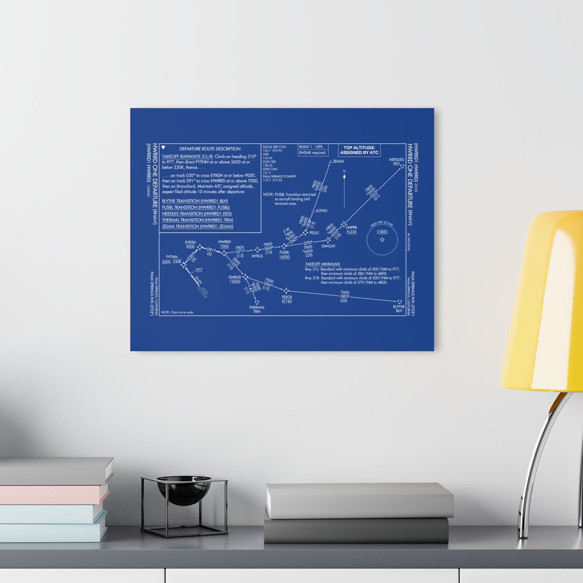 Howard One Departure – Palm Springs International Airport (PSP) Procedure Plate Print | Requested Aviation Wall Art