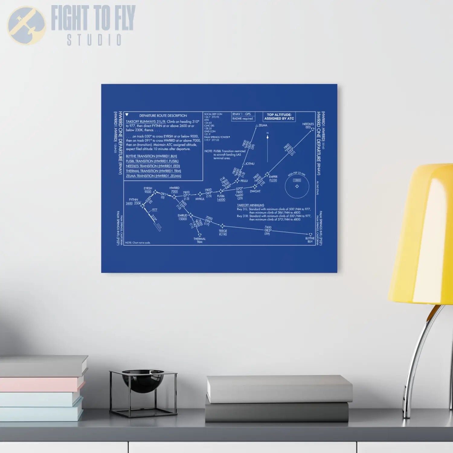 Howard One Departure – Palm Springs International Airport (PSP) Procedure Plate Print | Requested Aviation Wall Art