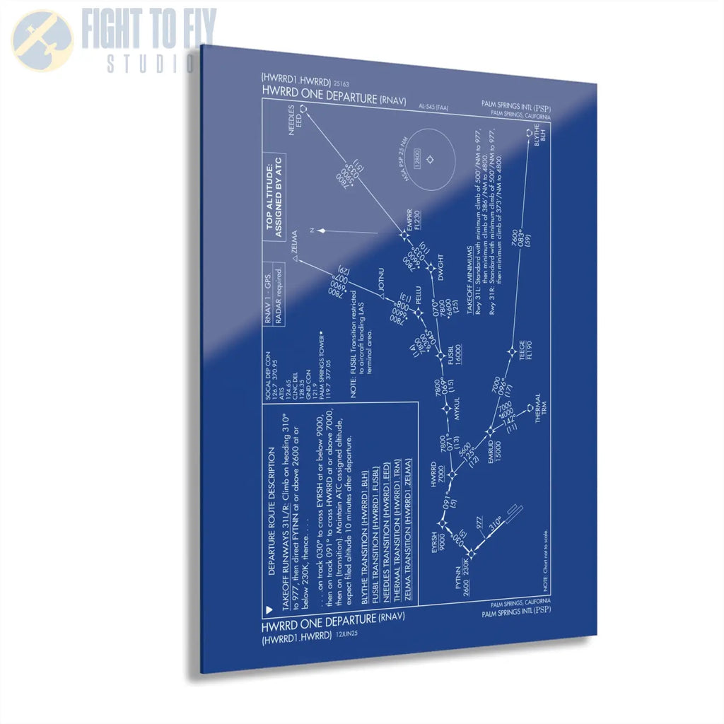 Howard One Departure – Palm Springs International Airport (PSP) Procedure Plate Print | Requested Aviation Wall Art