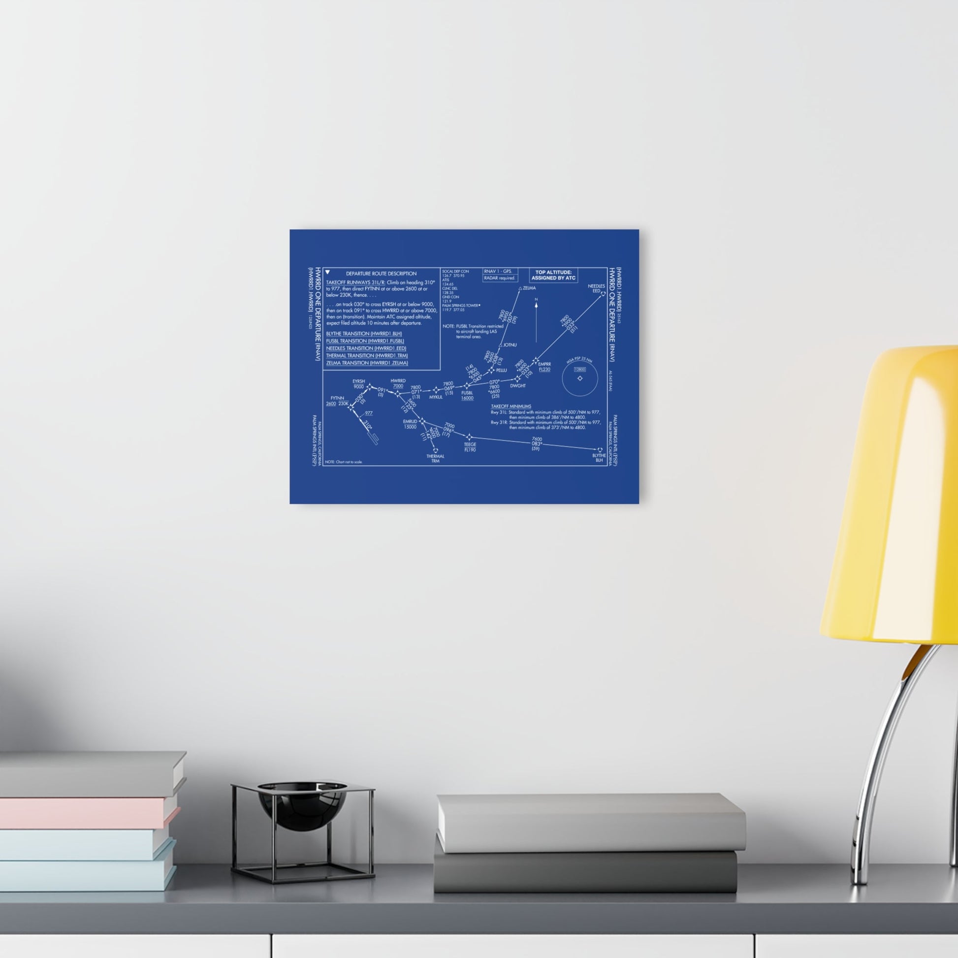 Howard One Departure – Palm Springs International Airport (PSP) Procedure Plate Print | Requested Aviation Wall Art