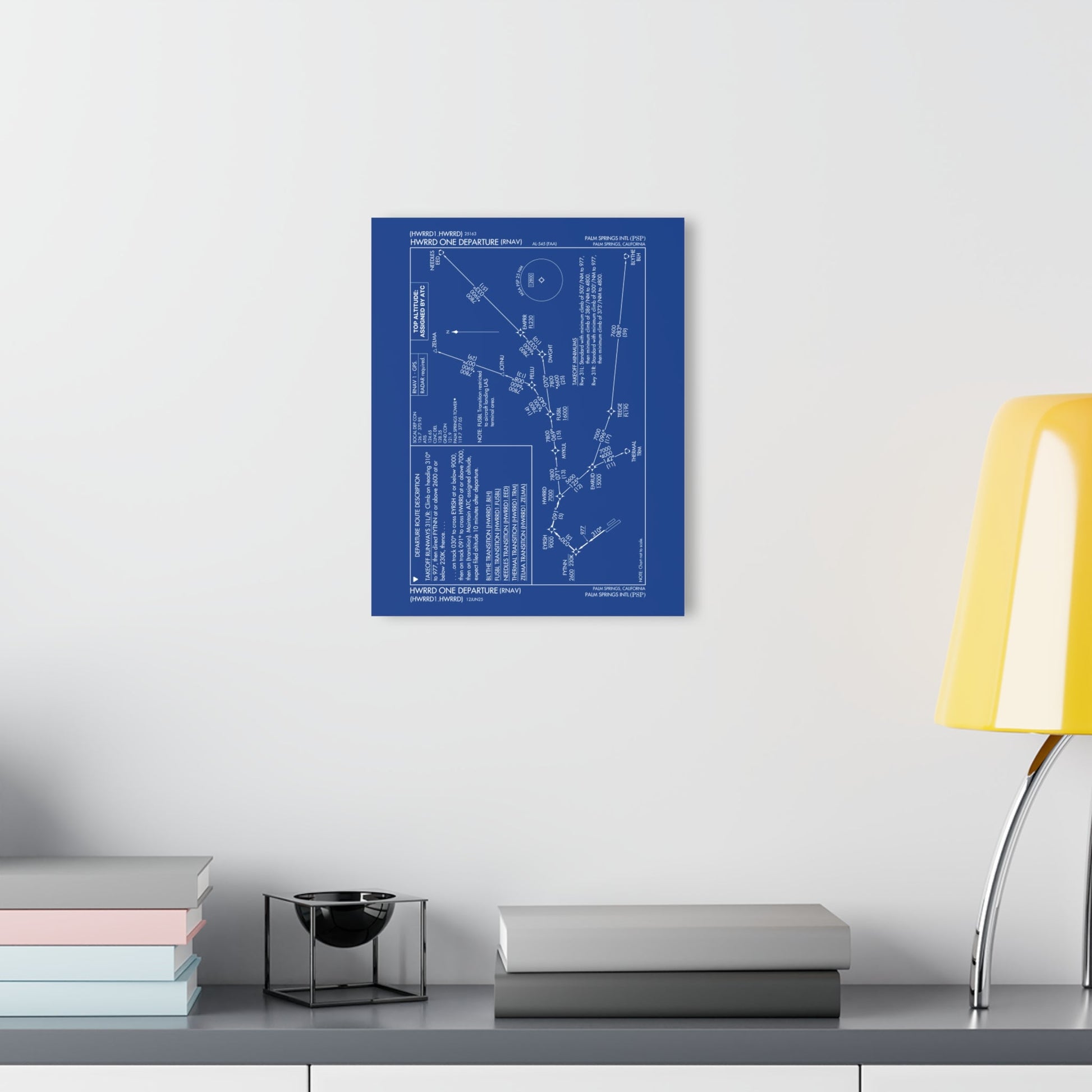 Howard One Departure – Palm Springs International Airport (PSP) Procedure Plate Print | Requested Aviation Wall Art