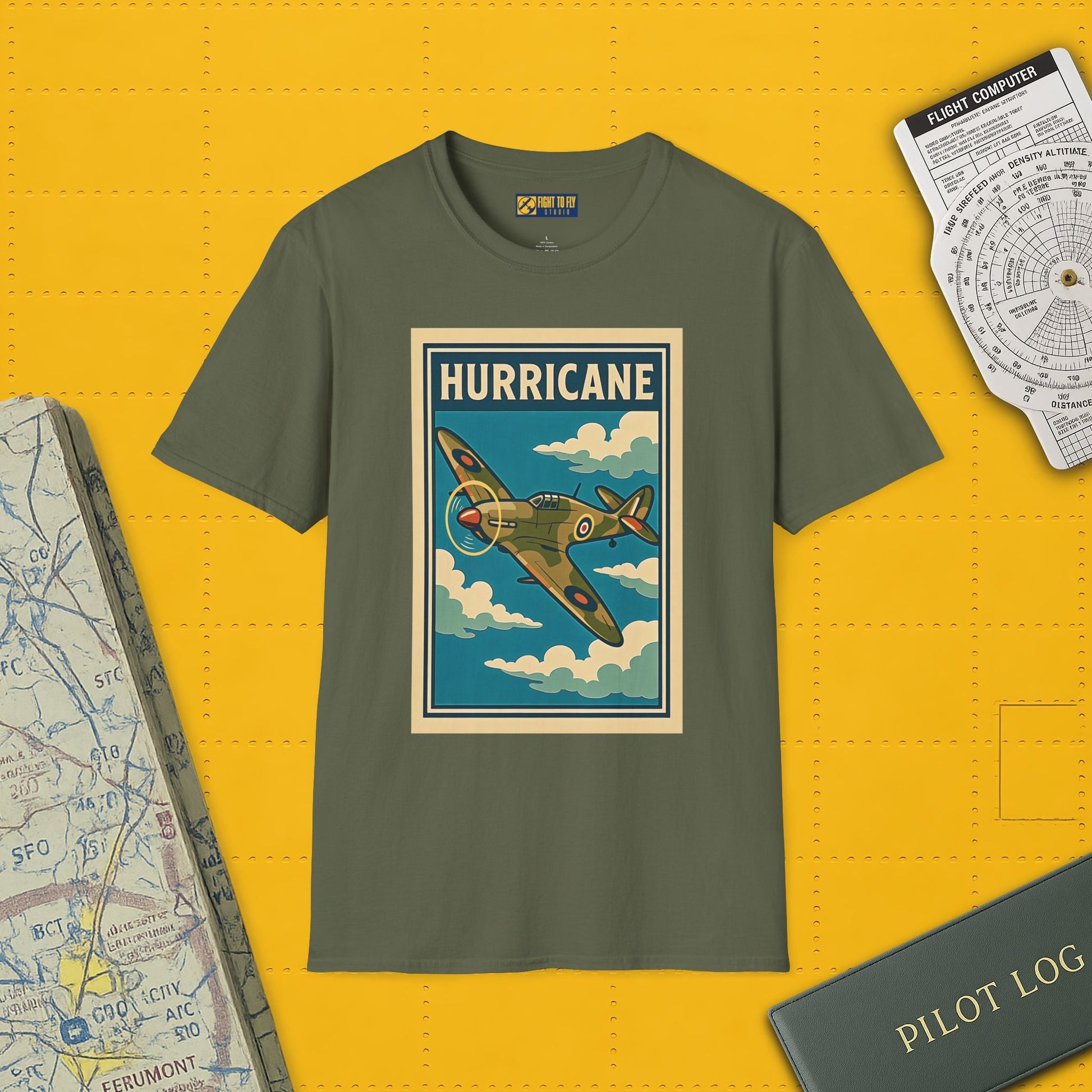 Hurricane Premium T-Shirt – Early War British Fighter Full Graphic Tee - Pilot gifts - WWII warbird t-shirt