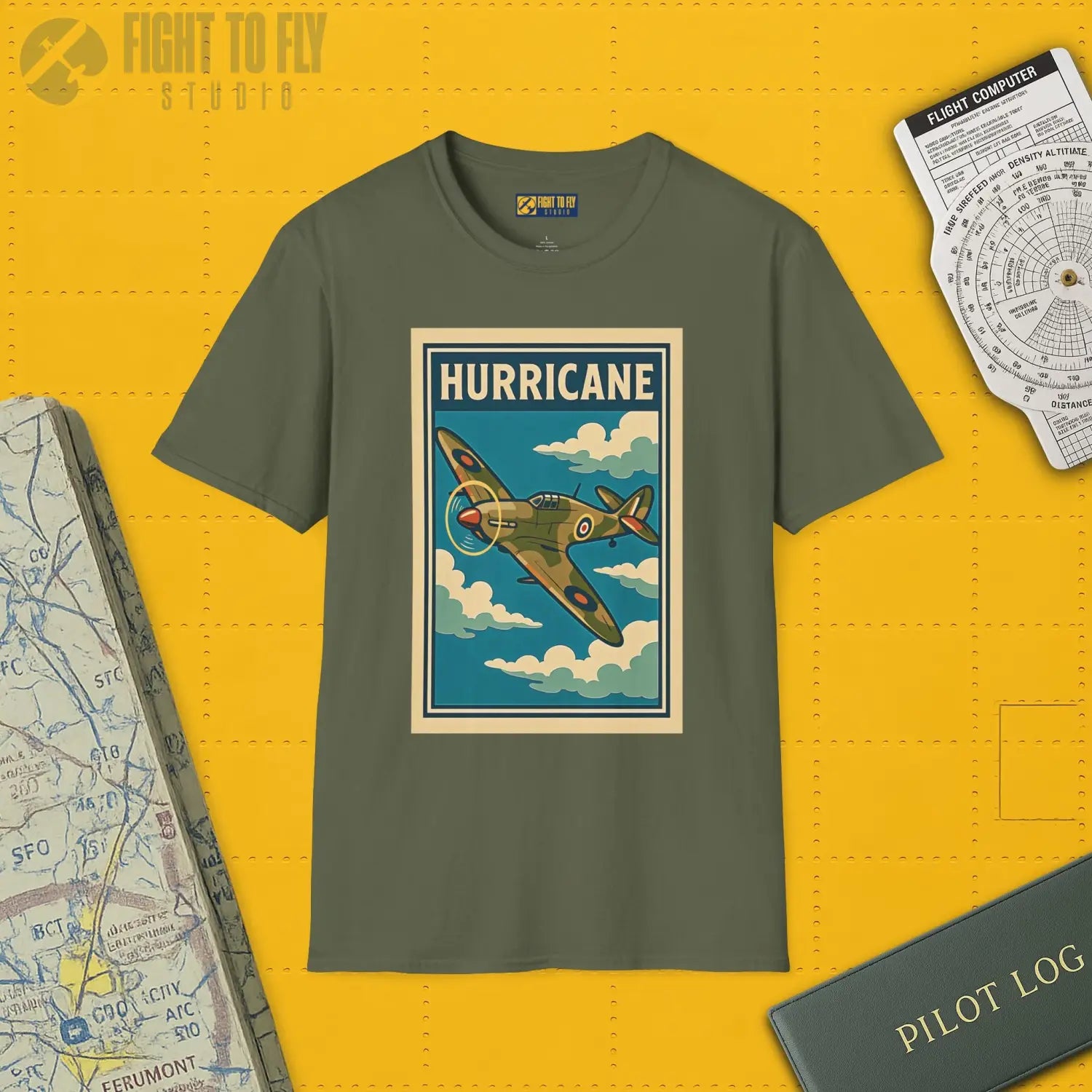 Hawker Hurricane Premium Full Graphic T-Shirt - Pilot gifts - WWII warbird t-shirt