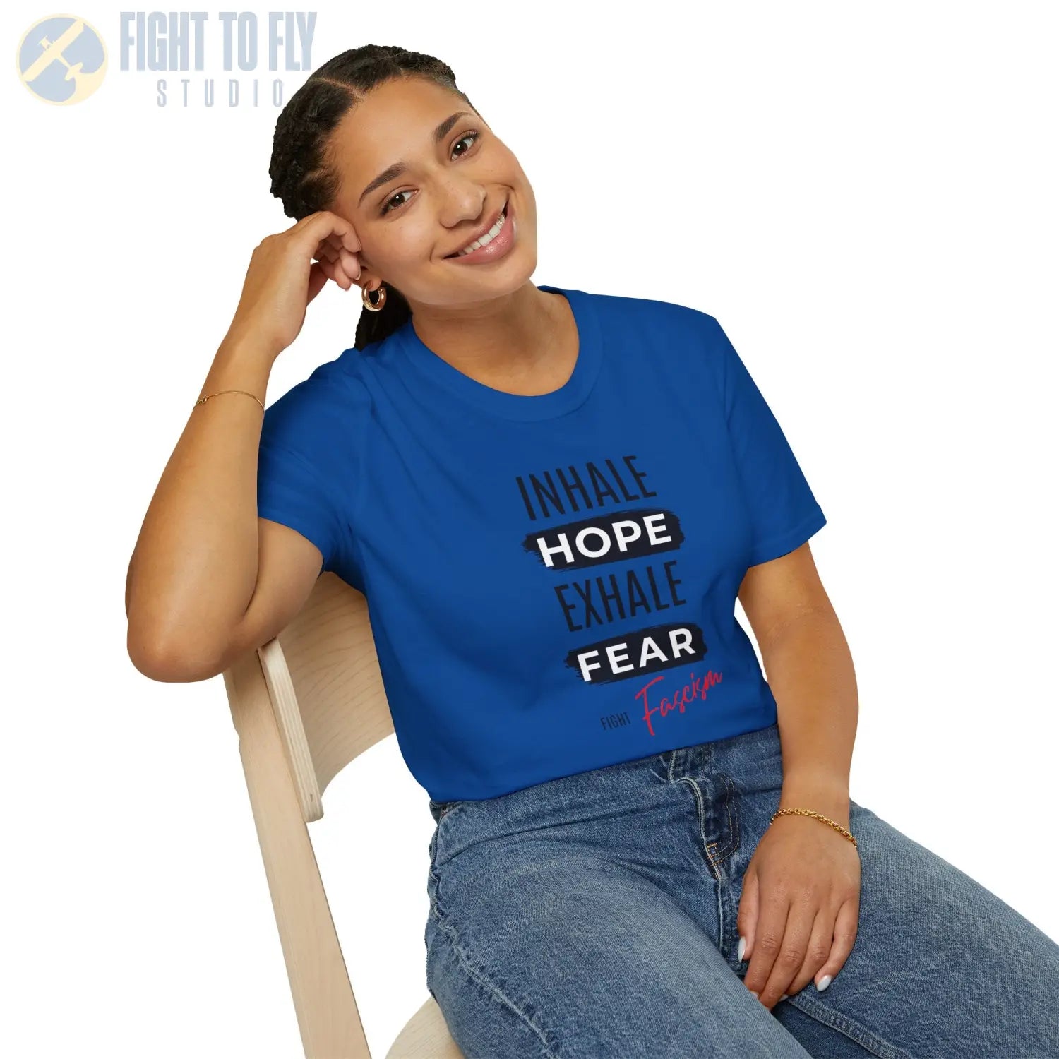 Inhale Hope. Exhale Fear. Fight Fascism. - T-Shirt - Pilot gifts - WWII warbird t-shirt