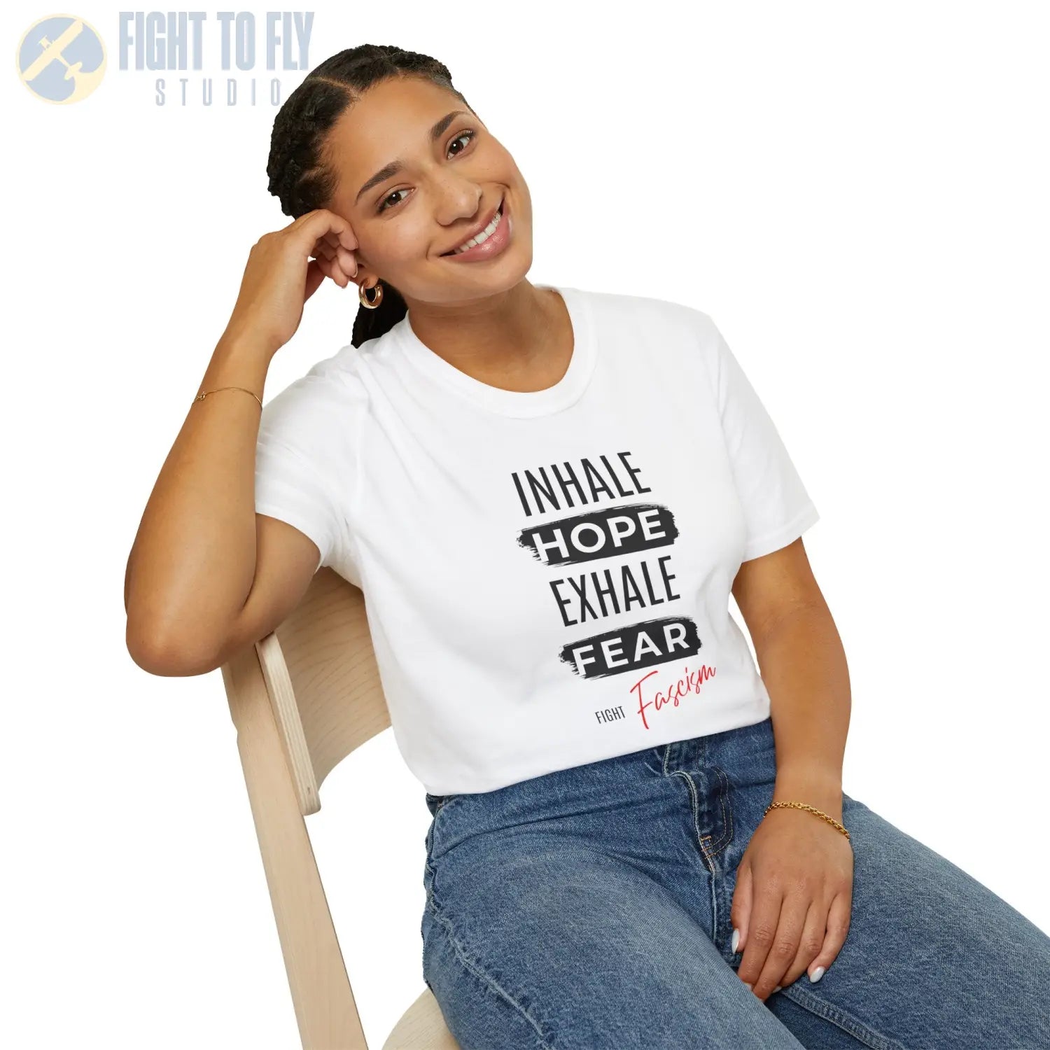 Inhale Hope. Exhale Fear. Fight Fascism. - T-Shirt - Pilot gifts - WWII warbird t-shirt
