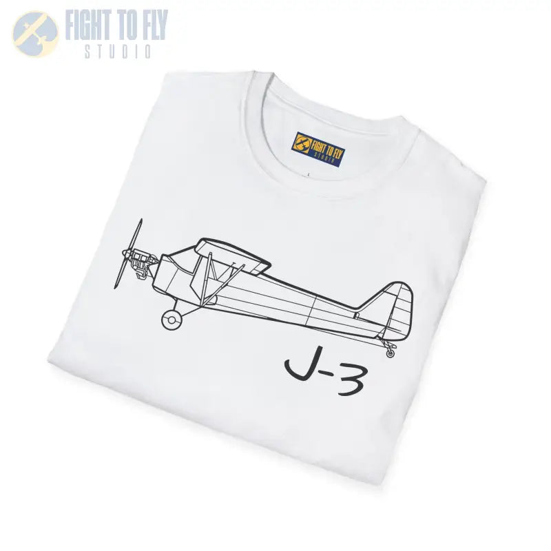 J-3 (No Cowl) T-Shirt – Bare-Bones Piper Cub Bush Plane Tee - Pilot gifts - WWII warbird t-shirt