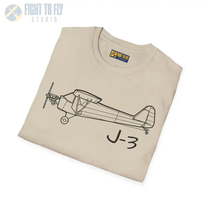 J-3 (No Cowl) T-Shirt – Bare-Bones Piper Cub Bush Plane Tee - Pilot gifts - WWII warbird t-shirt
