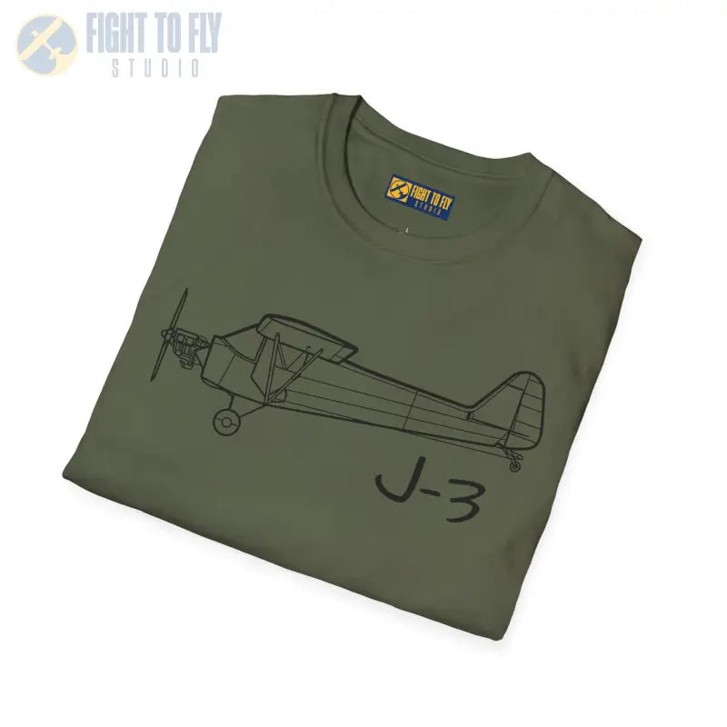 J-3 (No Cowl) Cub T-Shirt - Pilot gifts - WWII warbird t-shirt