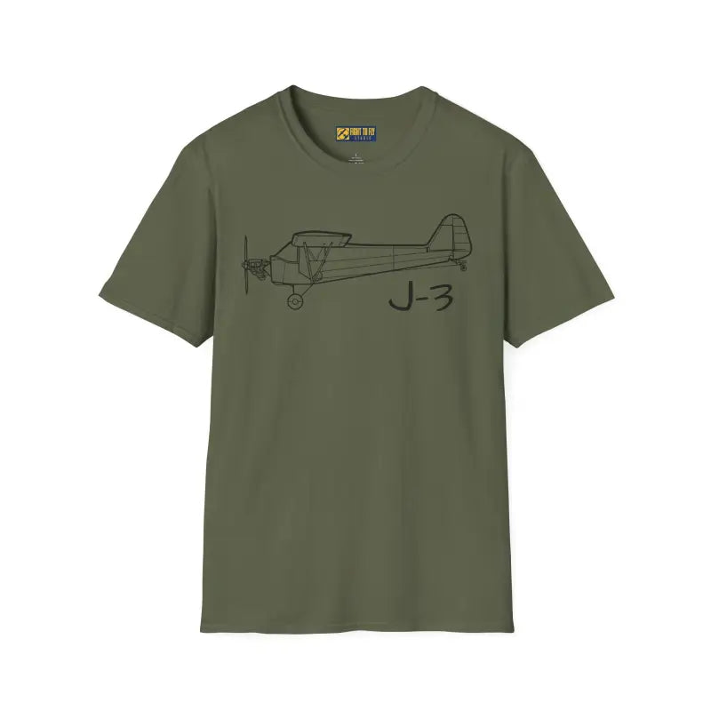 J-3 (No Cowl) T-Shirt – Bare-Bones Piper Cub Bush Plane Tee - Pilot gifts - WWII warbird t-shirt